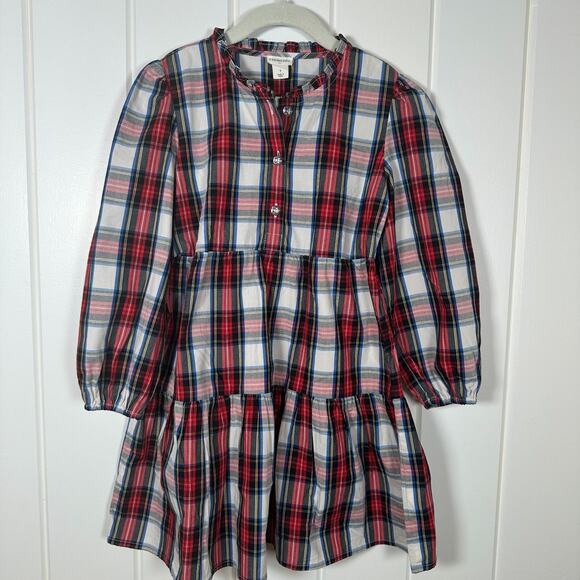 J. Crew Crewcuts Dress Girls Size 7 Jewel Button Tartan Plaid Tiered Dress NWT! - Picture 1 of 6